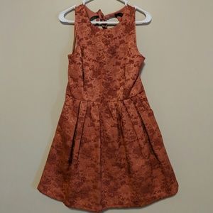 Coral dress with abstract rose print